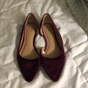 Maroon velvet flats
